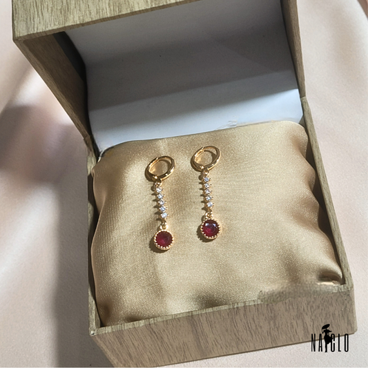 Maroon Zircon Gold Earrings