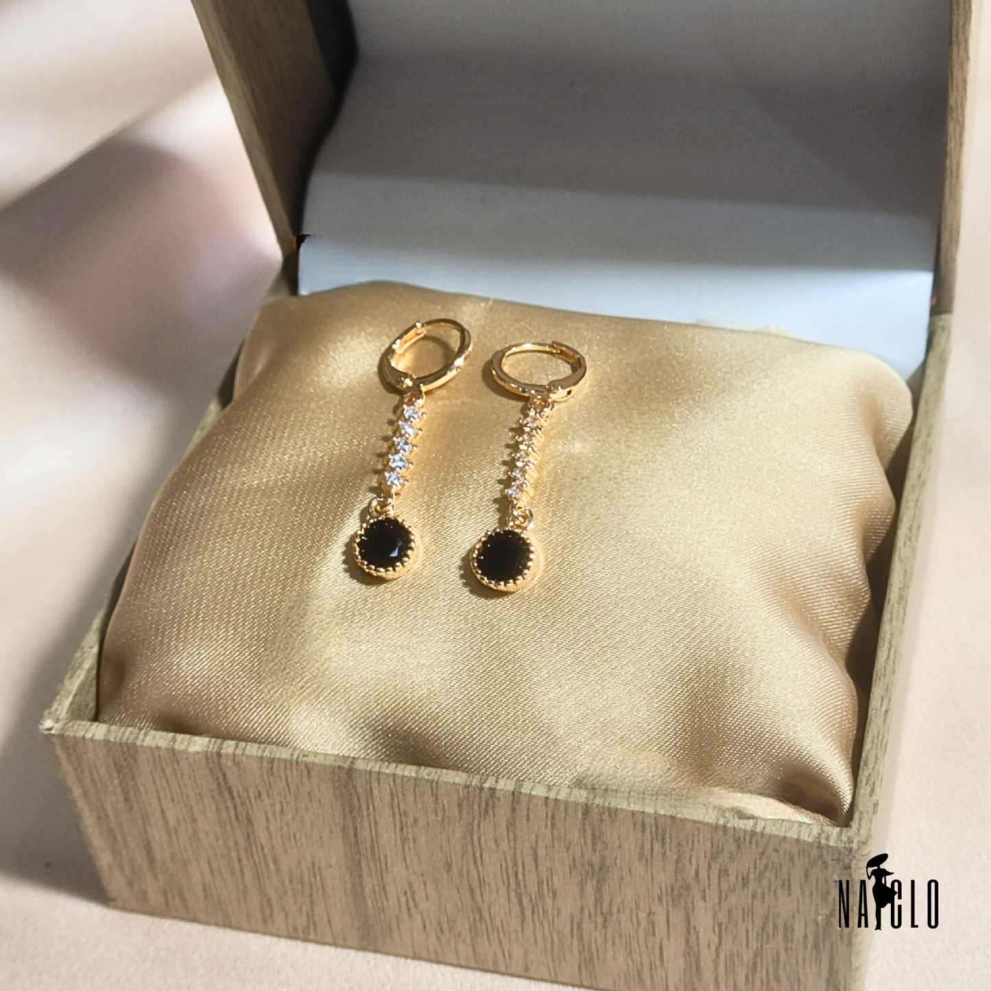 black zircon gold earrings 