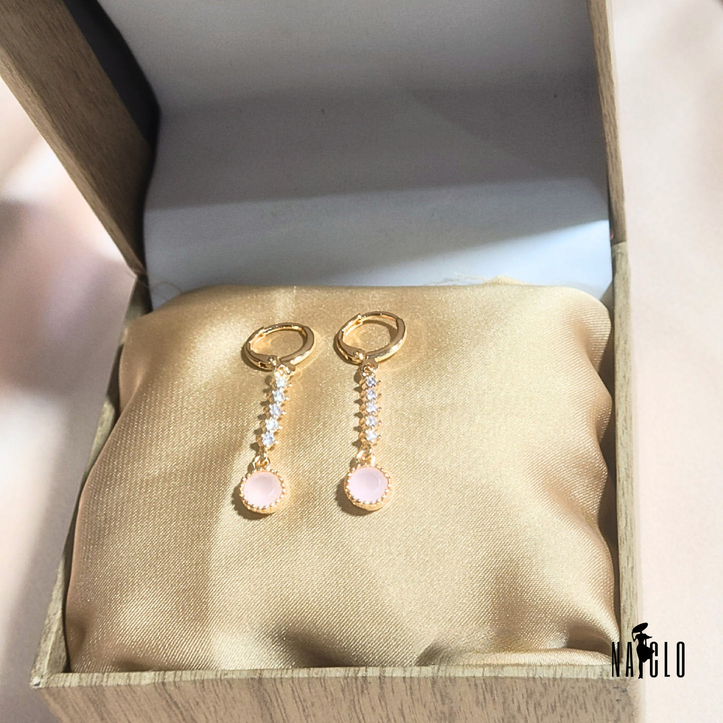 Pink Zircon Gold Earring